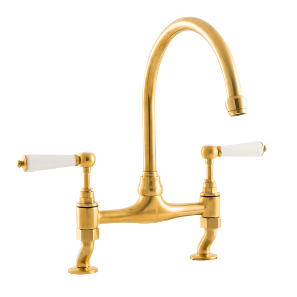 Traditional Kitchen Bridge Mixer Tap - Metal Levers