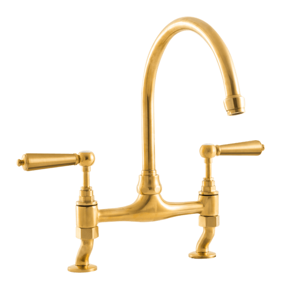 Traditional Kitchen Bridge Mixer Tap - Metal Levers