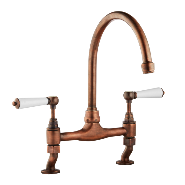 Traditional Kitchen Bridge Mixer Tap - Metal Levers