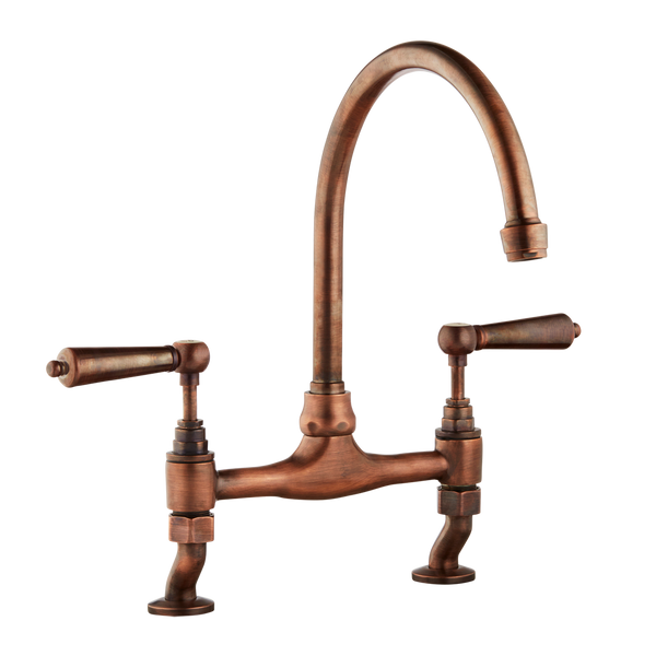 Traditional Kitchen Bridge Mixer Tap - Metal Levers