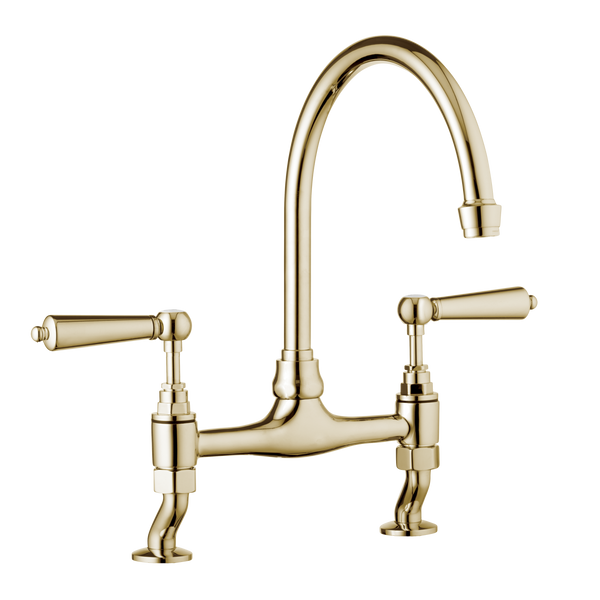 Traditional Kitchen Bridge Mixer Tap - Metal Levers