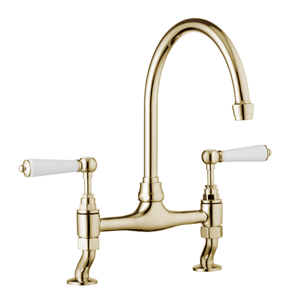 Traditional Kitchen Bridge Mixer Tap - Metal Levers