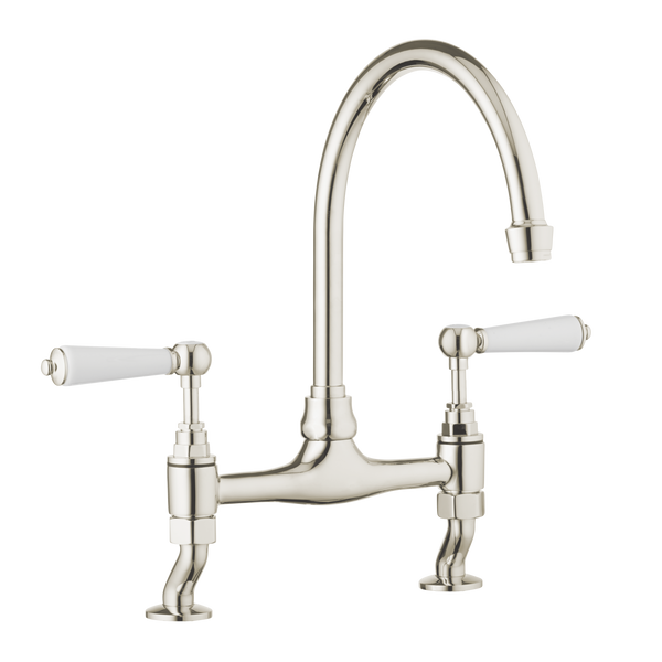 Traditional Kitchen Bridge Mixer Tap - Metal Levers