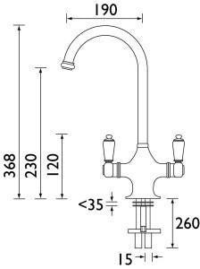 Victorian Kitchen Tap - Metal Levers
