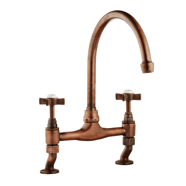 Traditional Kitchen Bridge Mixer Tap -  Cross Handles