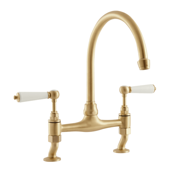 Traditional Kitchen Bridge Mixer Tap - Metal Levers