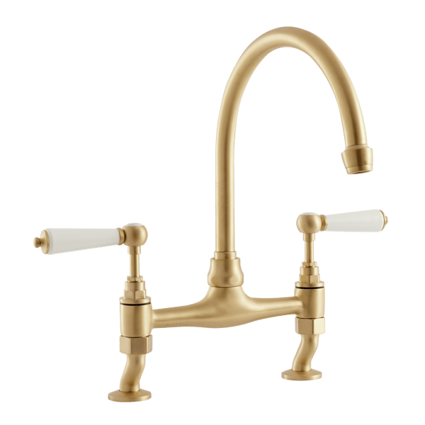 Traditional Kitchen Bridge Mixer Tap - Porcelain Levers