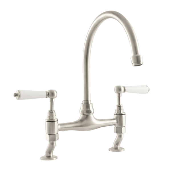 Traditional Kitchen Bridge Mixer Tap - Metal Levers