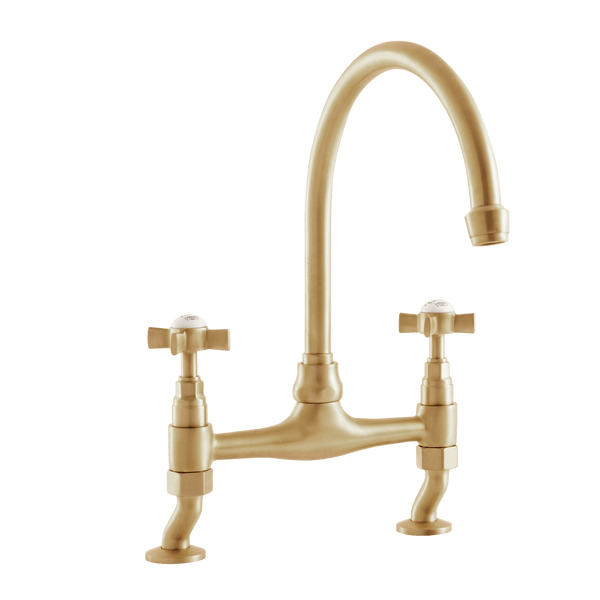 Traditional Kitchen Bridge Mixer Tap - Metal Levers