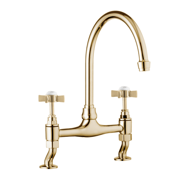 Traditional Kitchen Bridge Mixer Tap -  Cross Handles