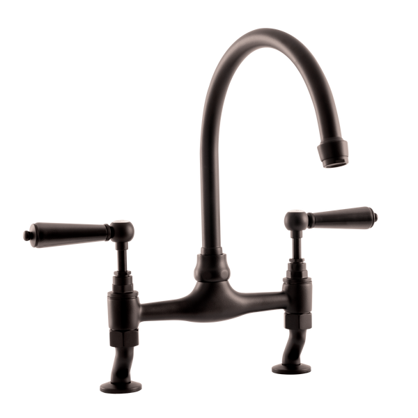 Traditional Kitchen Bridge Mixer Tap - Metal Levers