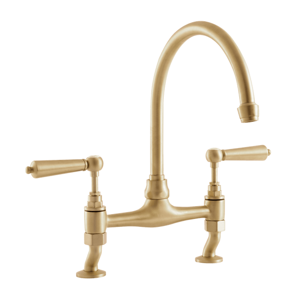 Traditional Kitchen Bridge Mixer Tap - Metal Levers