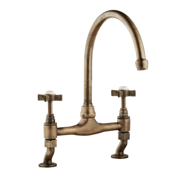 Traditional Kitchen Bridge Mixer Tap - Metal Levers