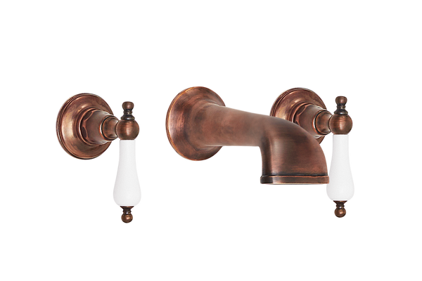 Heritage Basin Three Hole Set with Concealed Spout - Cross Handles