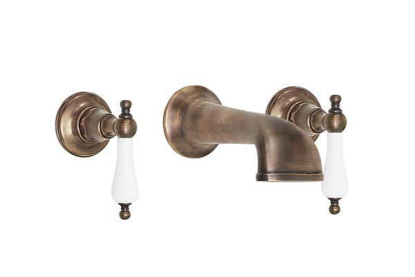 Heritage Basin Three Hole Set with Concealed Spout - Cross Handles
