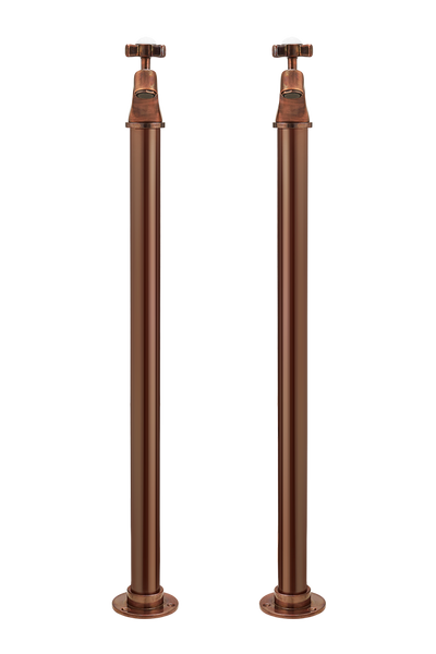 Vintage Bath Pillar Taps On Pipe Stands - Cross Handles