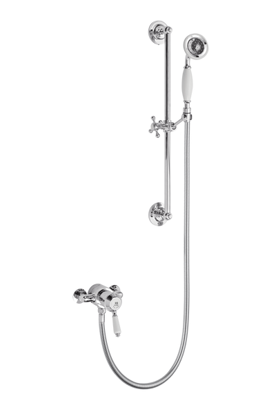 Traditional Shower With Flexible Kit - Porcelain Lever