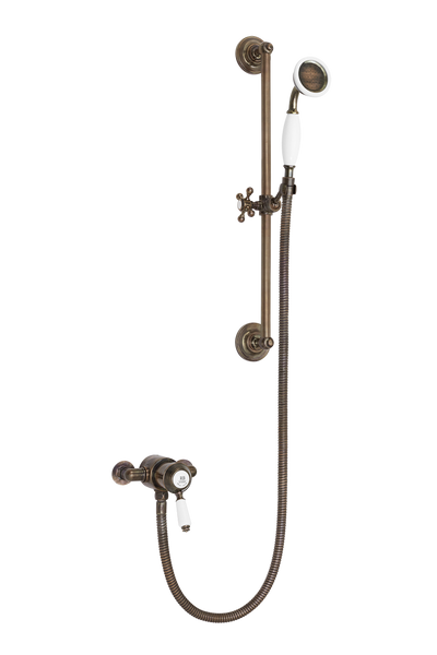 Traditional Shower With Flexible Kit - Porcelain Lever