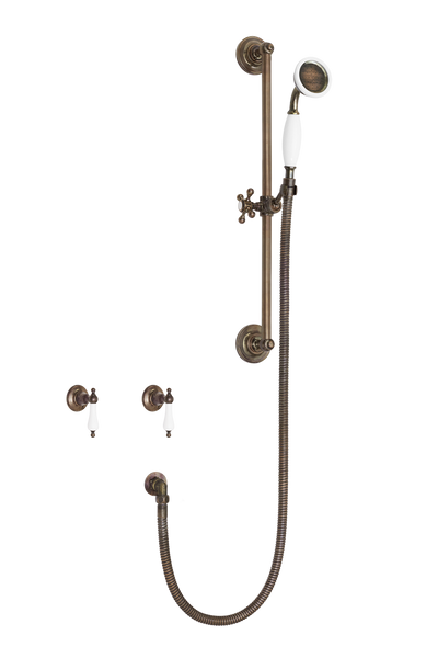 Antique Shower System - Porcelain Levers