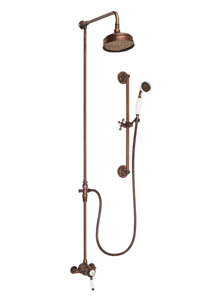Heritage Shower System Arm Rose Diverter & Flexible Kit - Metal Lever