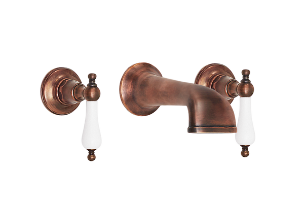 Heritage Three Hole Set with Concealed Spout - Porcelain Levers