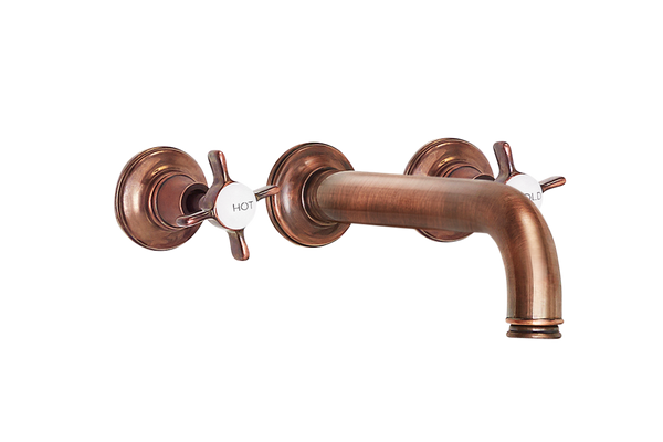 Wall Three Hole Lever Taps With Bath Spout - Metal Levers