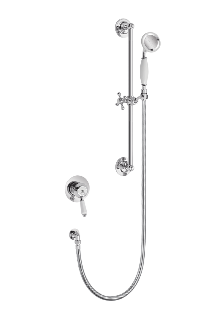 Traditional Concealed Shower With Flexible Kit - Porcelain Lever