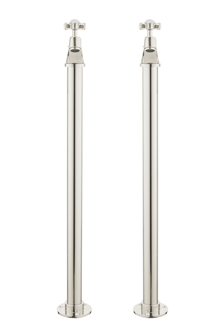 Vintage Bath Pillar Taps On Pipe Stands - Cross Handles